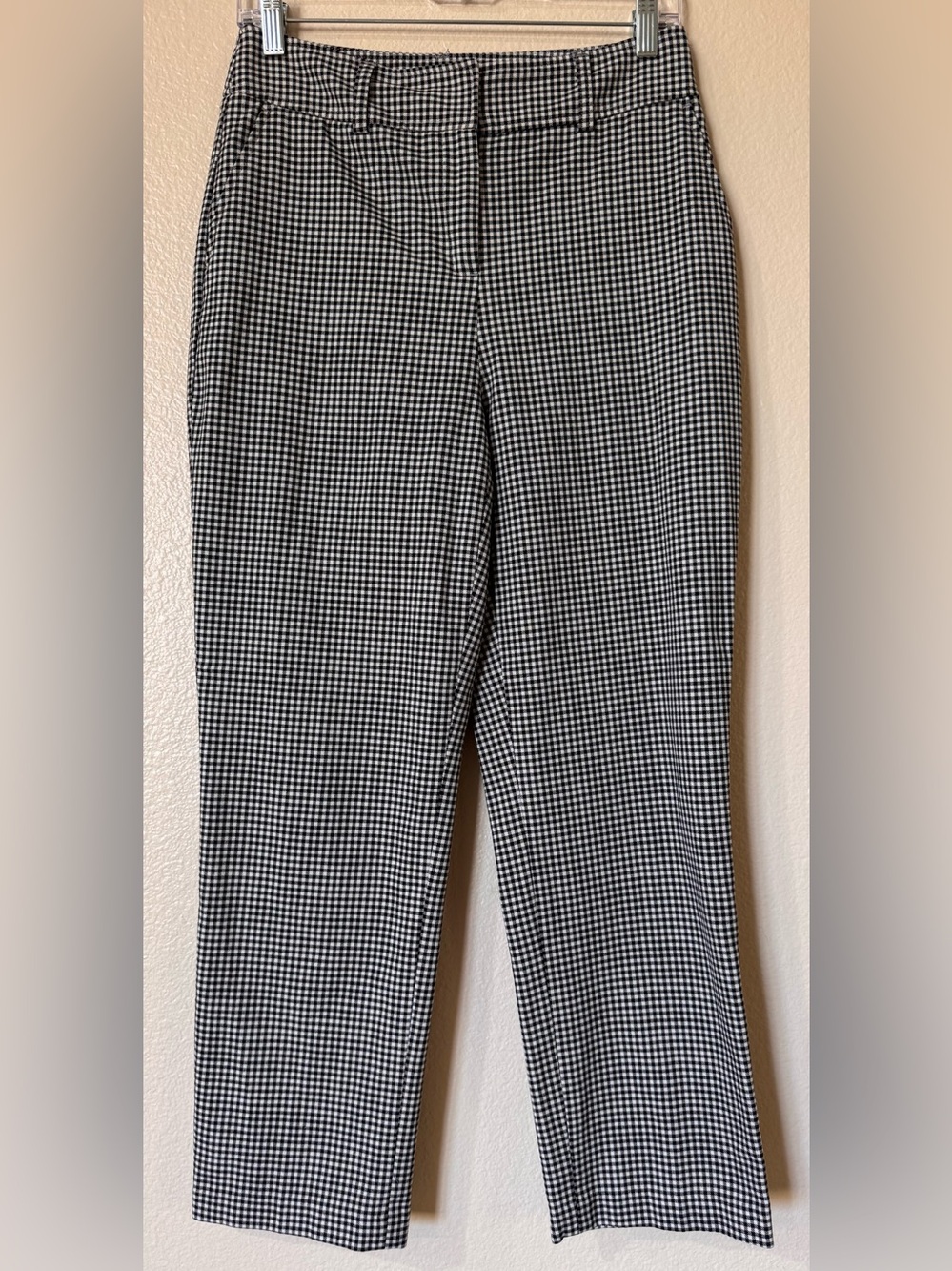 Joie Black White Houndstooth Tailored Straight Leg Cropped Pants Ankle Size 4